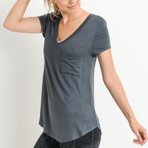 DEEP V-NECK TEE - (PINE)